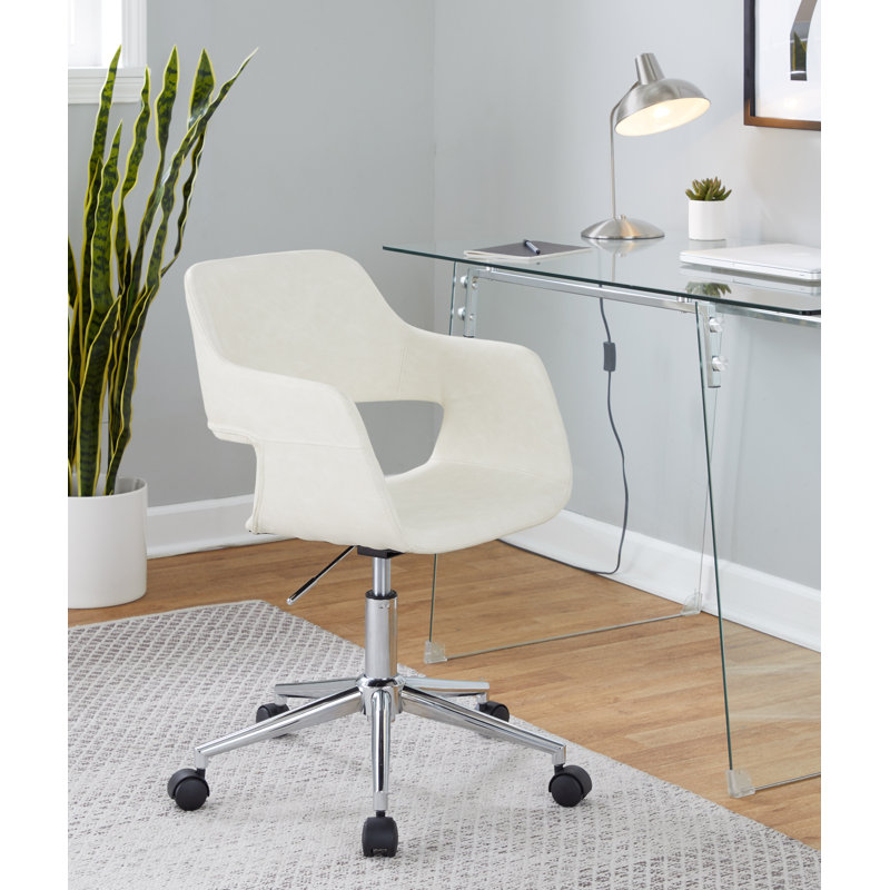 Chaise de bureau Shai, Chrome, Cream