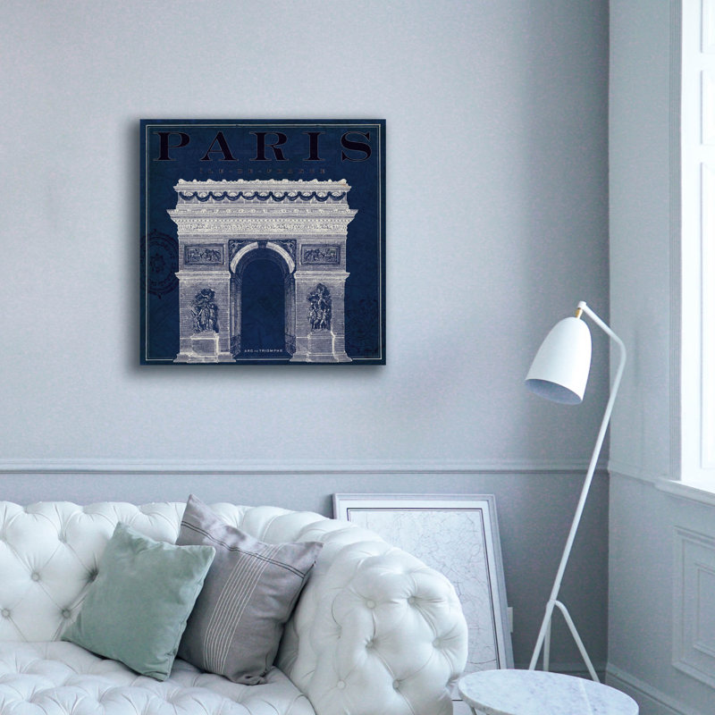 «Blueprint Arc De Triomphe» par Sue Schlabach, art mural sur toile, 18 po x 18 po, H 37 po x l 37 po x P 1,5 po
