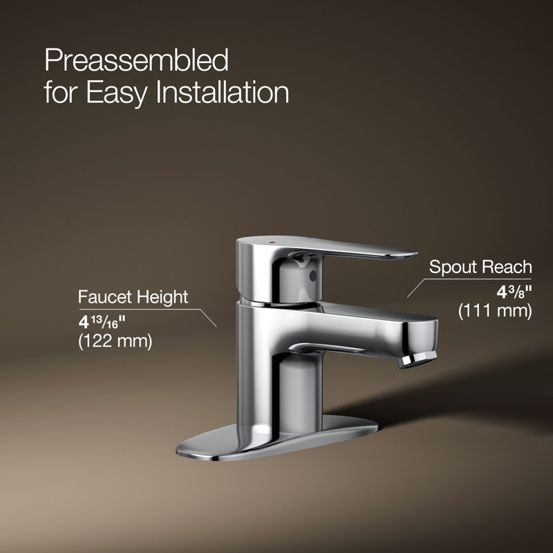 July Single Hole Bathroom Faucet with Drain Assembly, Polished Chrome