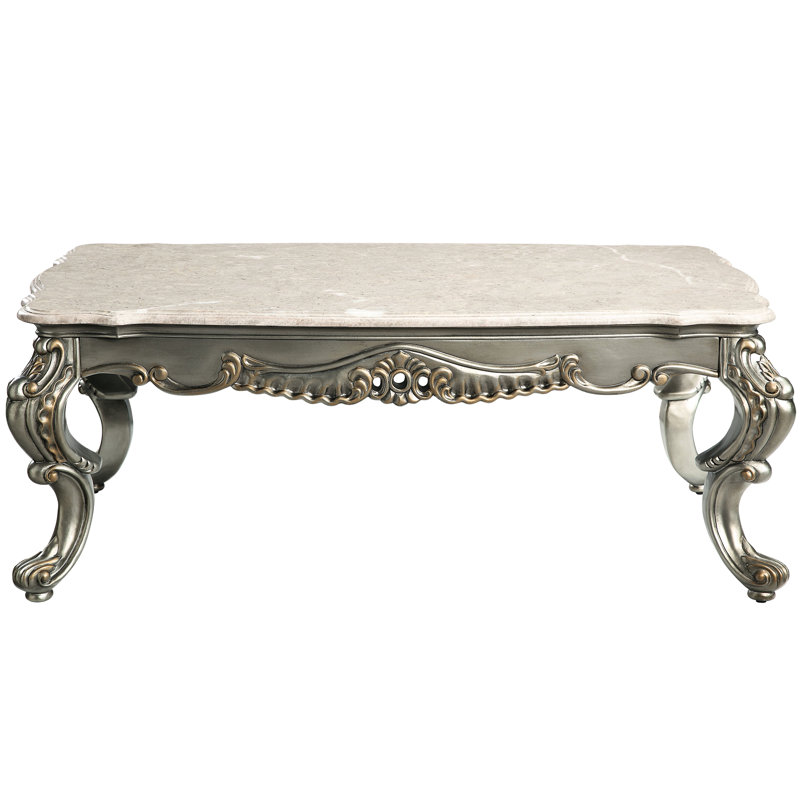 Table basse au fini bronze antique avec marbre - Design élégant et moderne