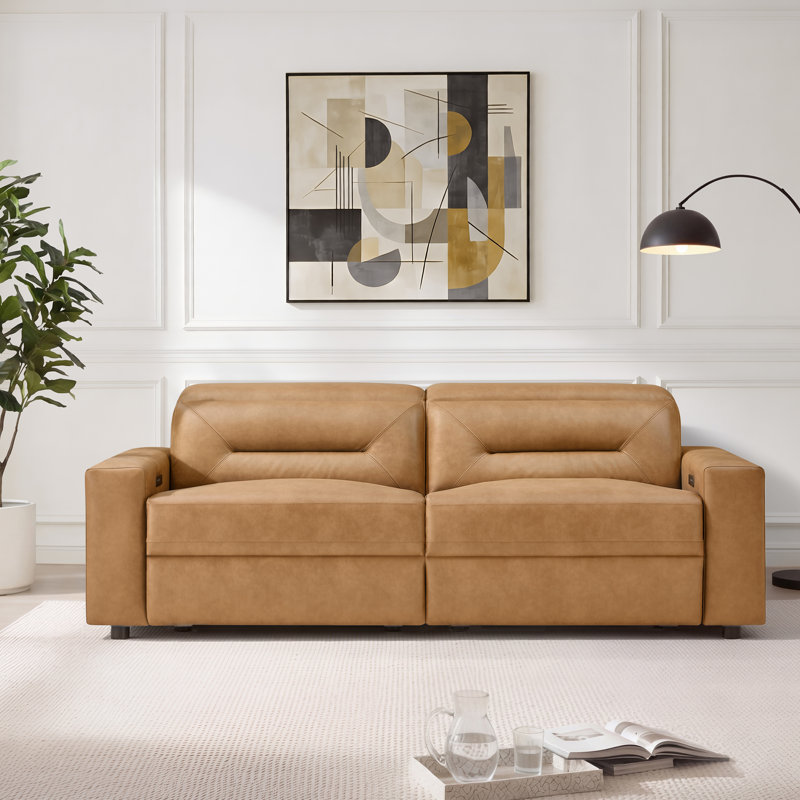 Canapé modulaire inclinable électrique 81 po avec dégagement mural et hauteur réglable 81 po, Saddle Brown