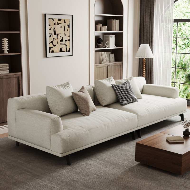 Reve Four-seater Cotton And Linen Sofa with pillows