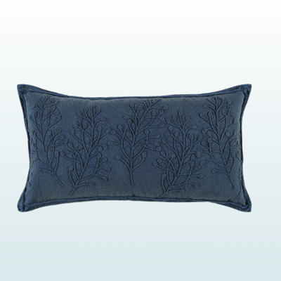 Coussin lombaire brodé avec motif botanique - Coussin décoratif en coton doux pour décor de canapé, de lit ou de chaise