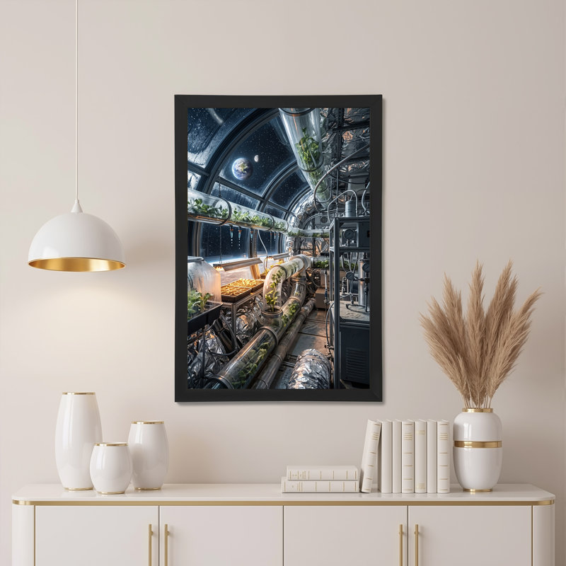 "Hydroponic Plant Tubes in Space Station", art mural sur toile, H 36 po x l 24 po