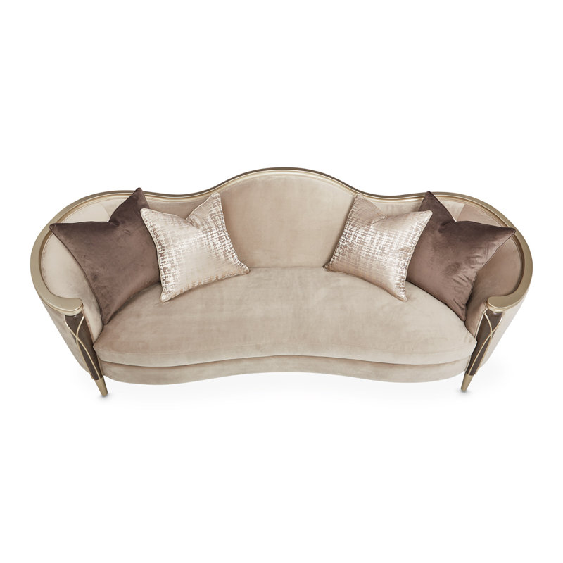 Villa Cherie 101'' Recessed Arm Sofa, Porcini Velvet