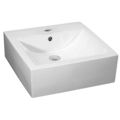 Nuie Vessels 470mm L x 450mm W White Vitreous China Square Sink with Overflow