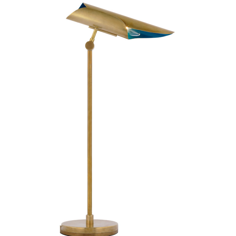 Flore Desk Table Lamp, Soft Brass/Riviera Blue, Gold/Blue
