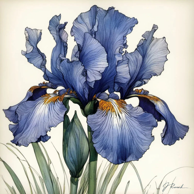 «Twilight Iris Elegance», art mural sur toile, H 40 po x l 40 po