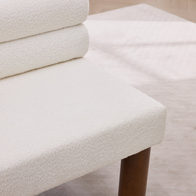Banc rembourré avec pieds en bois massif, Blanc