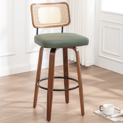 Tabouret de bar pivotant avec dossier en similicuir Cane