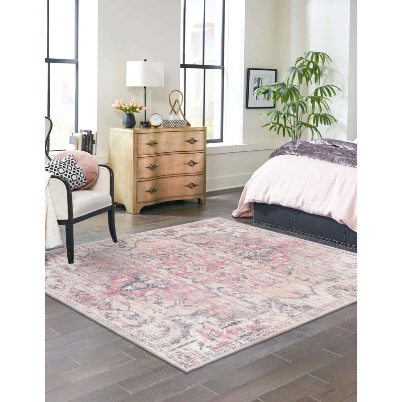 Engelman Washable Oriental Indoor Rug, Square 7'3"