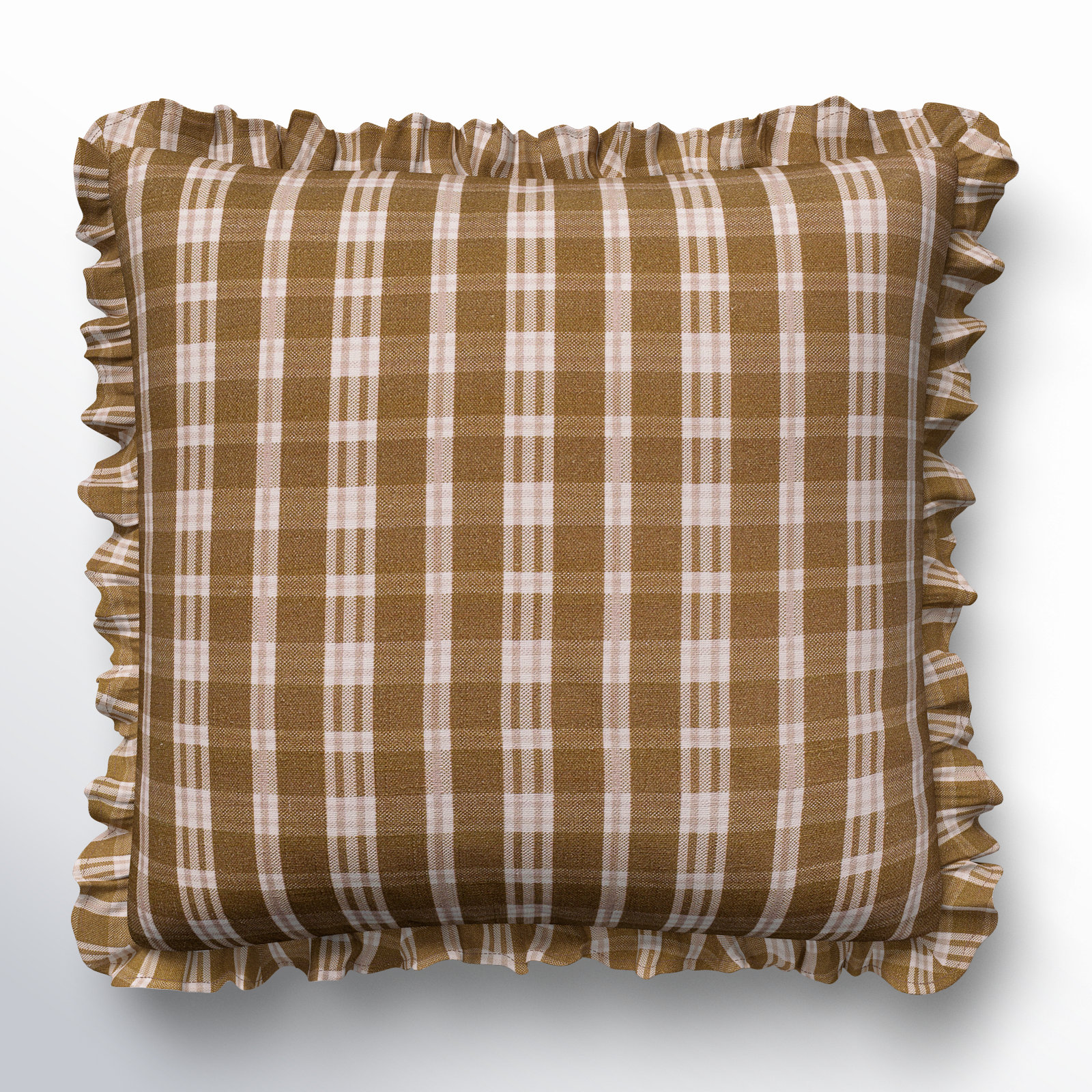 Zeppelin Cotton Pillow Cover, 18" x 18", Brown/Beige Plaid, Pillow Cover Only - No Insert