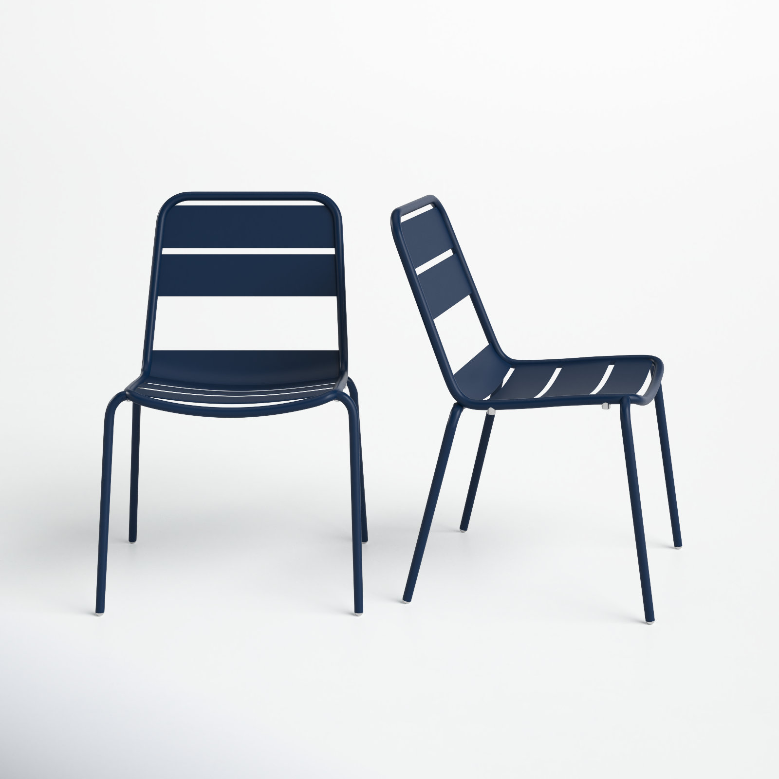 Kapri Metal Stacking Patio Dining Side Chair, Prussian