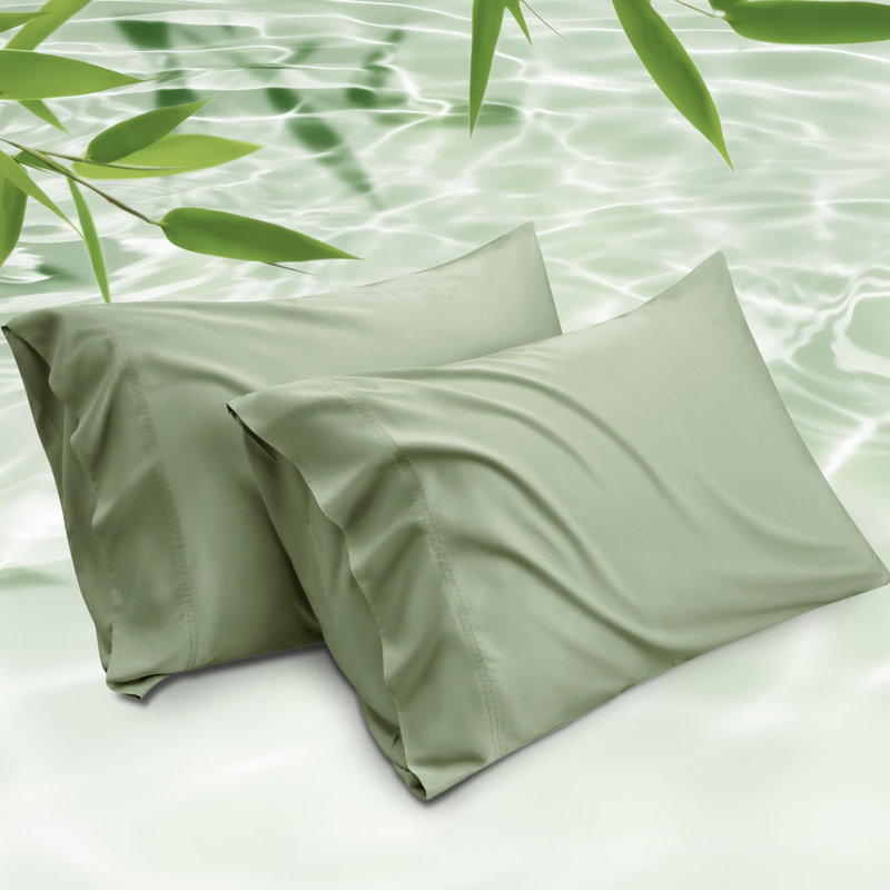 Rayon from Bamboo Cooling Pillowcase, Green, Standard Pillowcase
