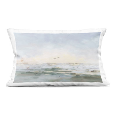 Ocean Horizon Abstract Coast Decorative Printed Throw Pillow design by JANE SLIVKA