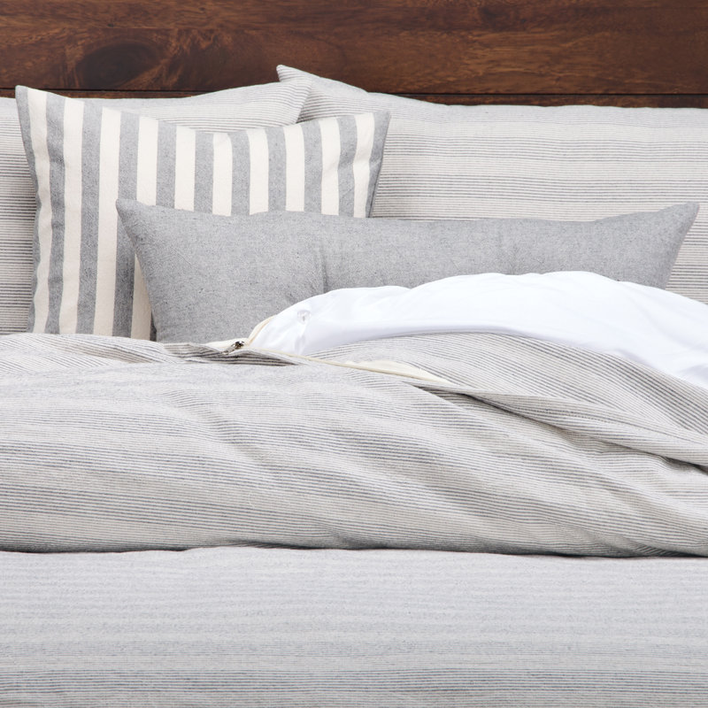 Homestead Farmhouse / Country Cotton Blend Striped Duvet Cover & Insert, Twin Duvet Cover + 4 Additional Pieces, Cream/Navy