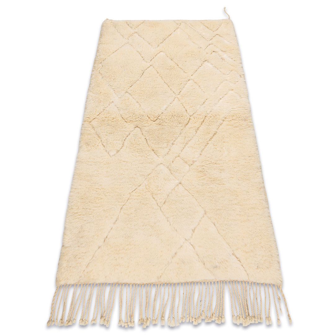 BERBER-Teppich Beni Mrirt Handgewebt Aus Marokko, Rauten - Beige 85X155 Cm