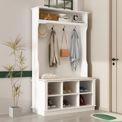 Hall Tree With Storage Bench, 3-In-1 Entryway Bench With Coat Rack, Hall Tree With Bench And Shoe Storage by Red Barrel Studio