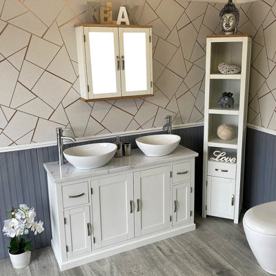 Bussard 1230 mm Freestanding Double Vanity with Vessel Ceramic Basin