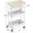 3‑Tier Utility Rolling Cart With Drawer and Wood Top, Mobile Wheeled Storage Trolley For Household Organization