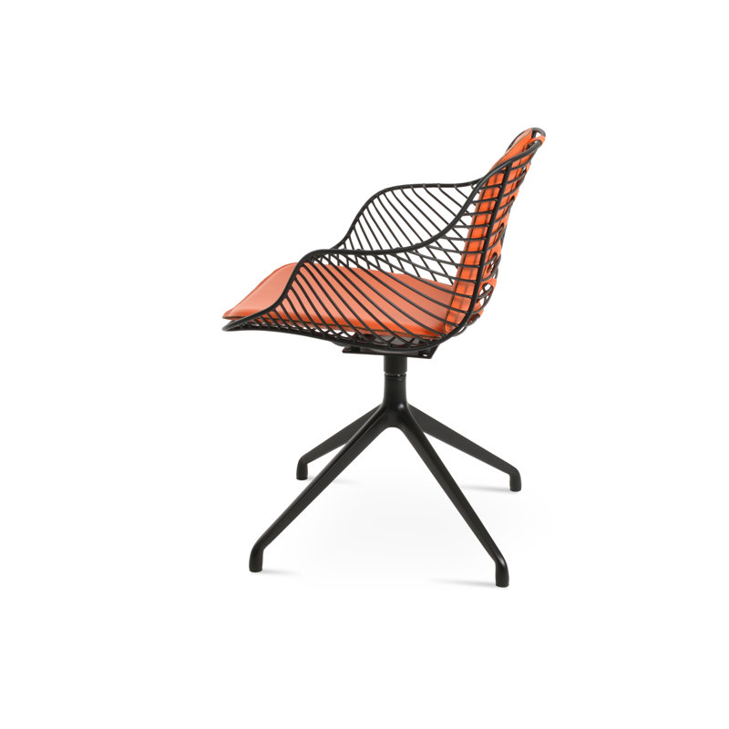 Zebra Spider Swivel Armchair, Orange, Black