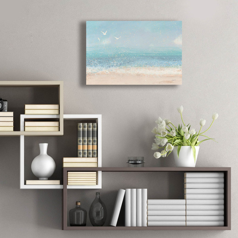 «Splatter Beach 1 Neutral» par James Wiens, art mural en verre acrylique, H 16 po x l 24 po x P 0,2 po