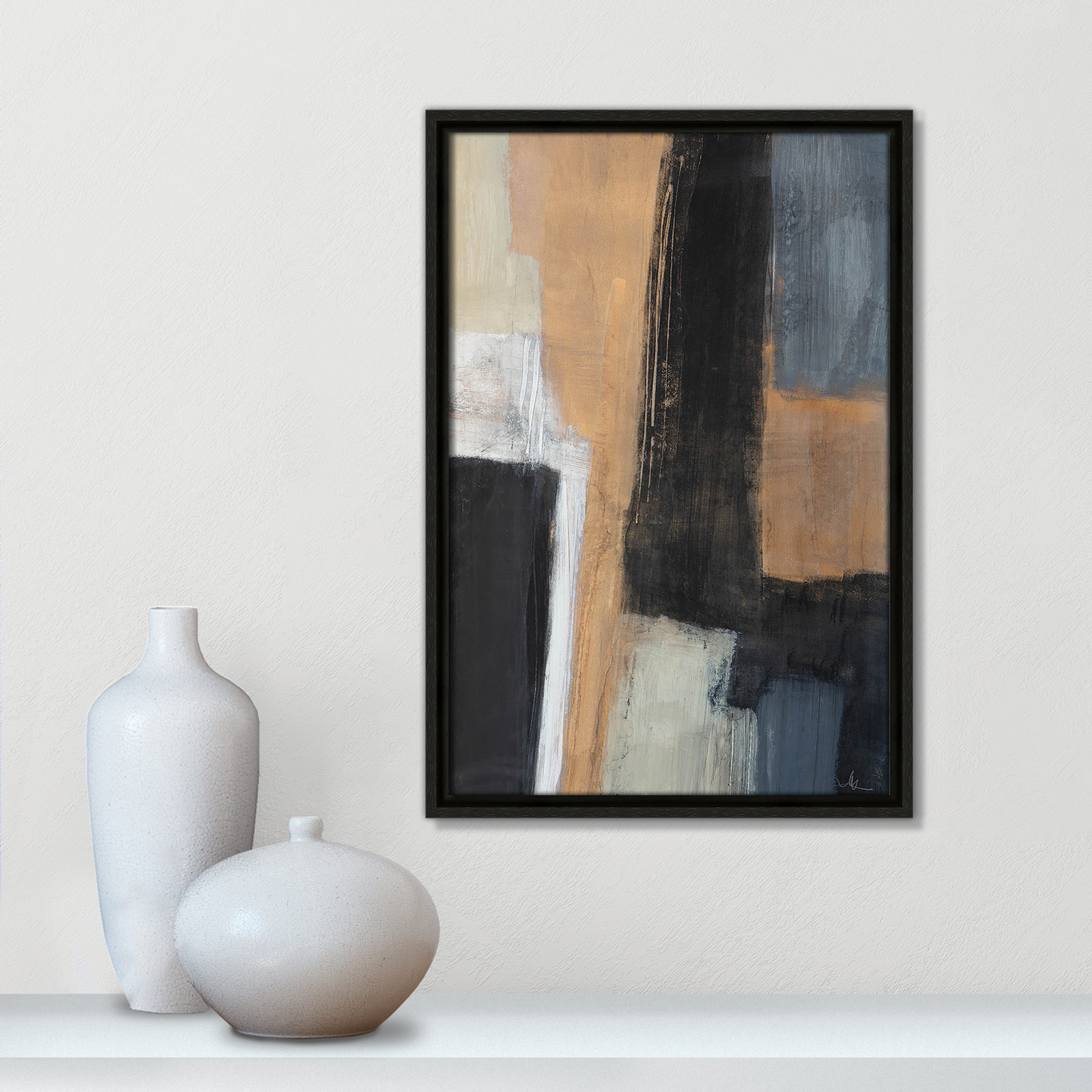 Calderon "Metallic Slate I" Print, 19.5" H x 13.5" W x 2" D, Espresso