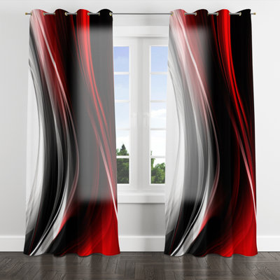 Aundria - Abstract Modern Waves Grommet Curtain - Abstract Velvet Curtain - 1 Panel