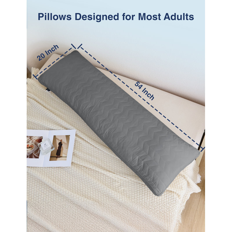 ZonLi 20" X 54" Long Body Pillow, Adjustable Shredded Memory Foam for Firm/Soft Support, Quilted & Washable Cover, Side Sleeper & Pregnancy Pillow, Gray