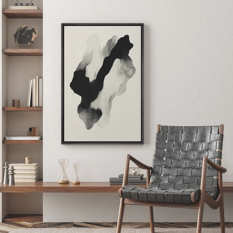 Reproduction d'art abstrait sur toile encadrée pour décoration intérieure moderne, Noir, H 24 po x l 16 po