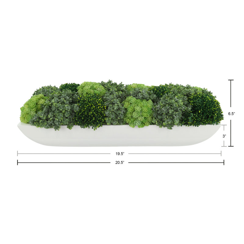 Jerez Faux Succulent in Fiberstone Planter, White