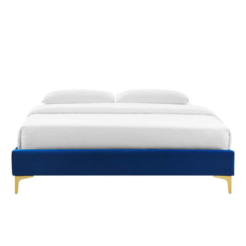 Structure de lit Sutton Performance Velvet, Bleu marine, Grand
