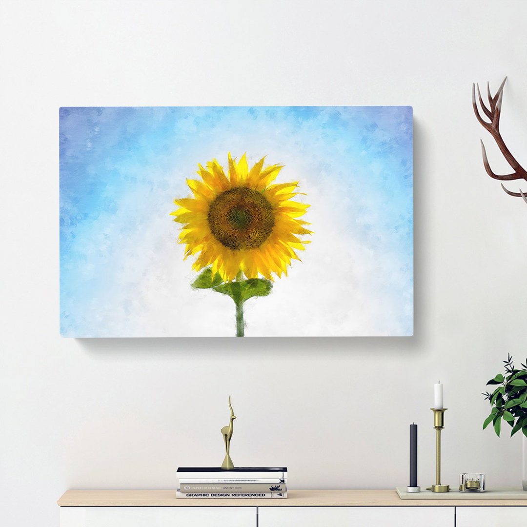 Yellow Sunflower Catching Rays - Wrapped Canvas