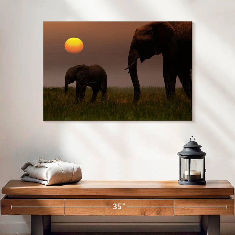 Brampt Grazing Elephant Family, 16" H x 24" W