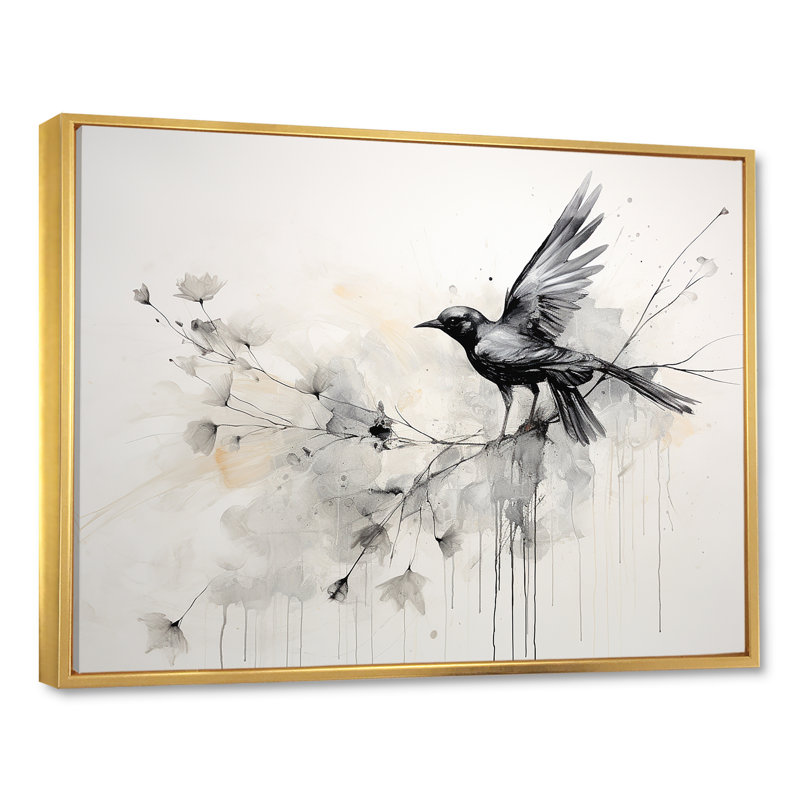 Minimalisme, oiseaux du paradis II sur toile, H 12 po x l 20 po x P 1 po, Cadre flottant doré
