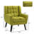 Jaqueze Upholstered Green Linen Blend Tufted Wide Back Armchair with Solid Wood Leg-1438928244