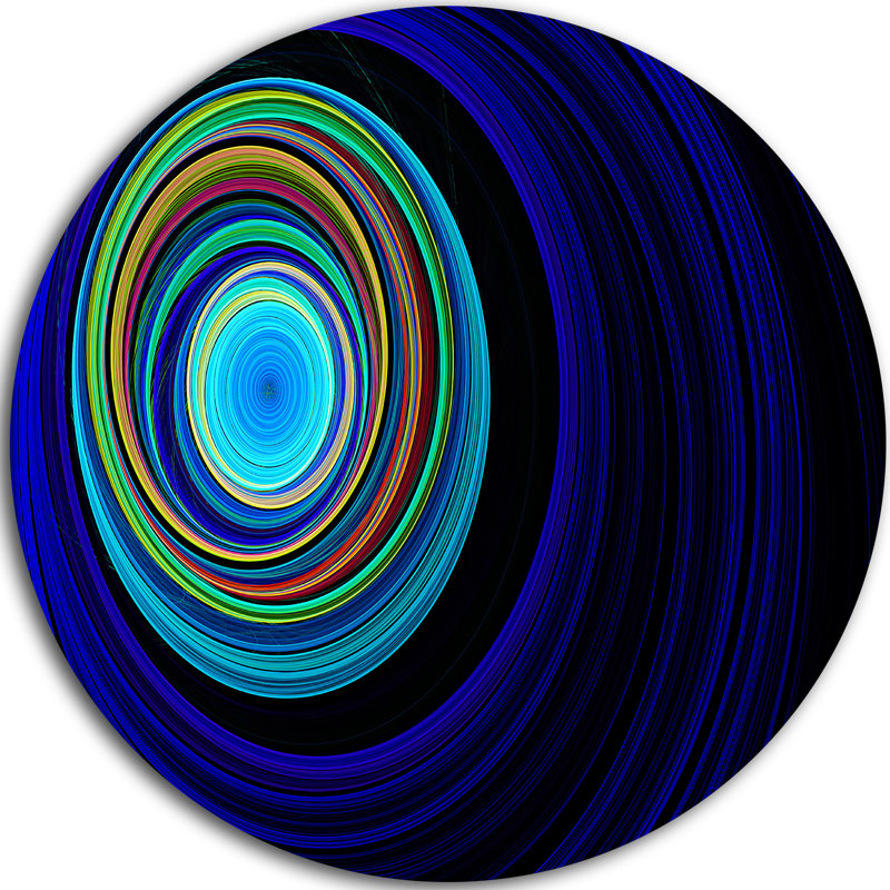 « infinied tunnel ondulations blue », impression sur métal, H 38 po x l 38 po x P 1 po