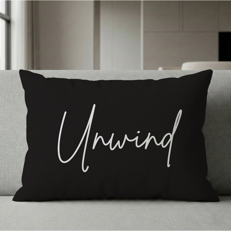 Unwind Pillow 16"X16" Black, Square 16", Black