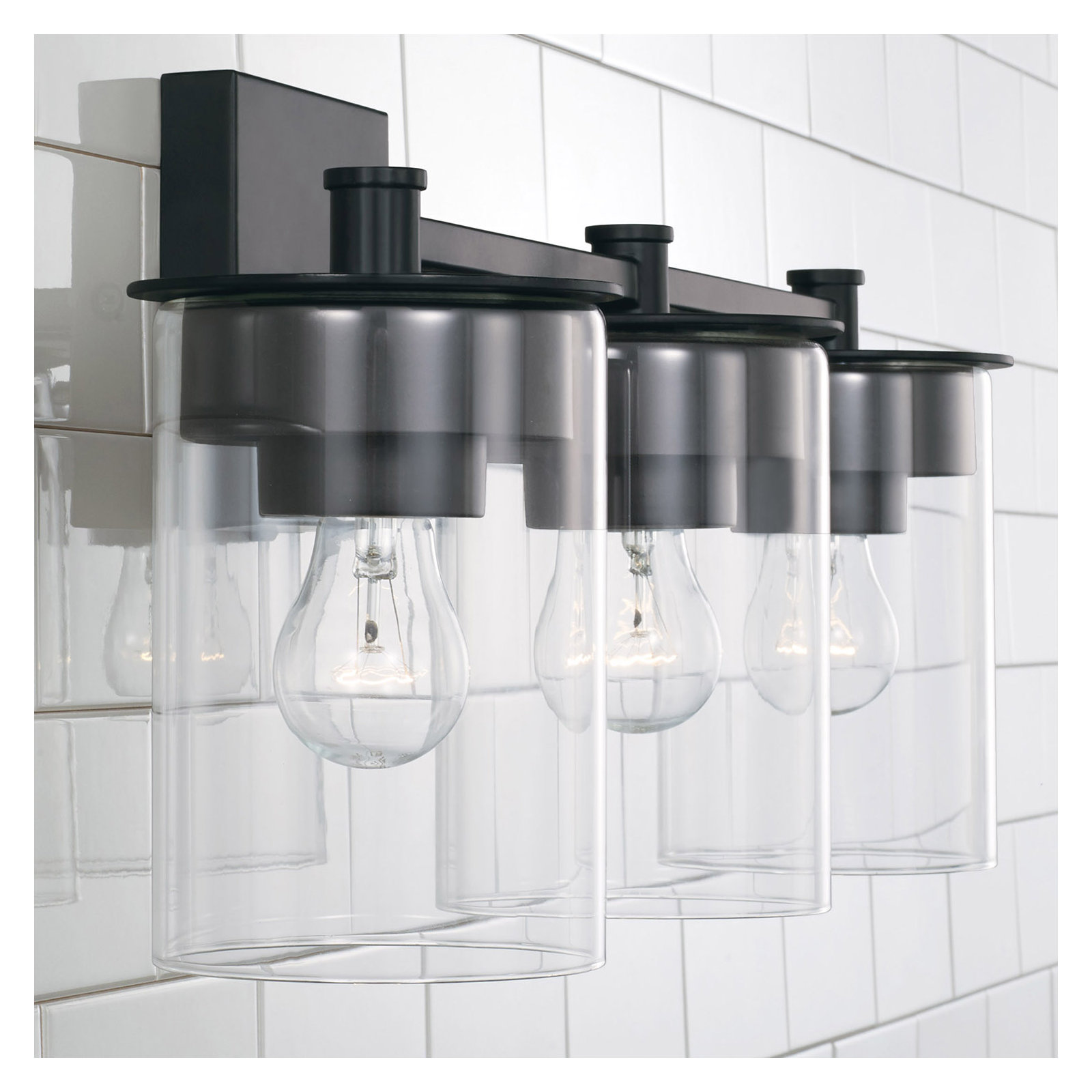 Elstone 3 Light Dimmable Vanity Light, Matte Black