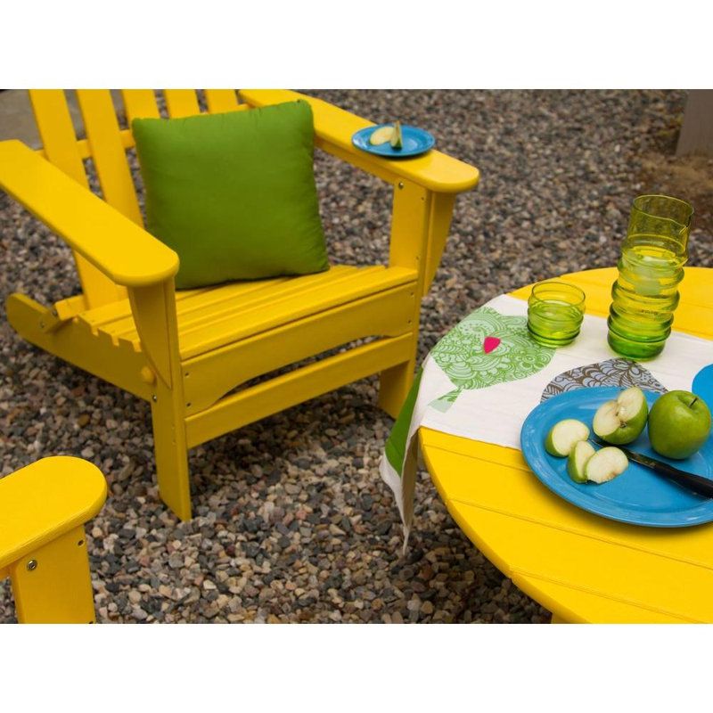 POLYWOOD Classic Adirondack Folding Adirondack 5-Piece Conversation Group, Yellow
