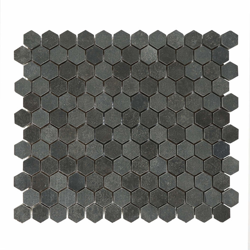 Hex Hexagon 1" x 1" Mosaic Tile in Black Honed