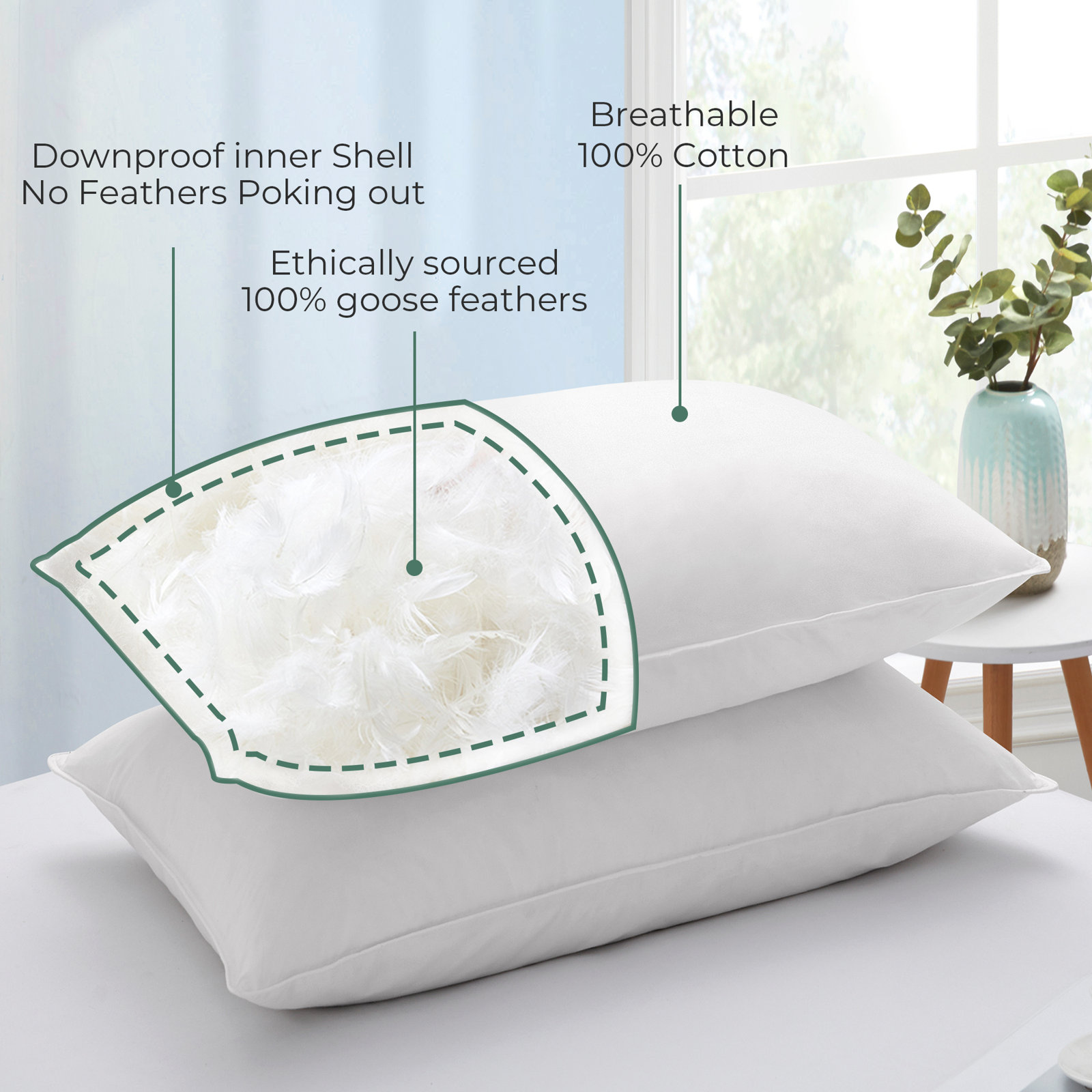 Plush Feather Pillow, Queen