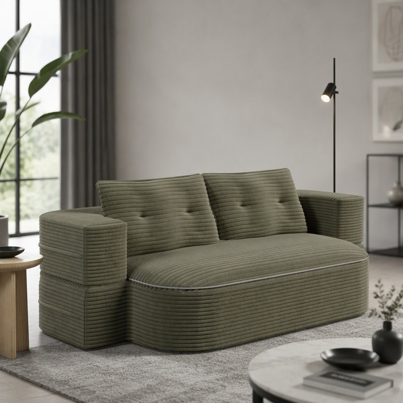 Canapé moderne pliable 2 en 1 avec couverture fonctionnelle et coussins moelleux, confortable et convertible pour le salon et la chambre à coucher