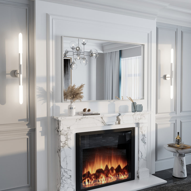 Miroir mural Aevar, 48 po x 30 po, Argent brossé