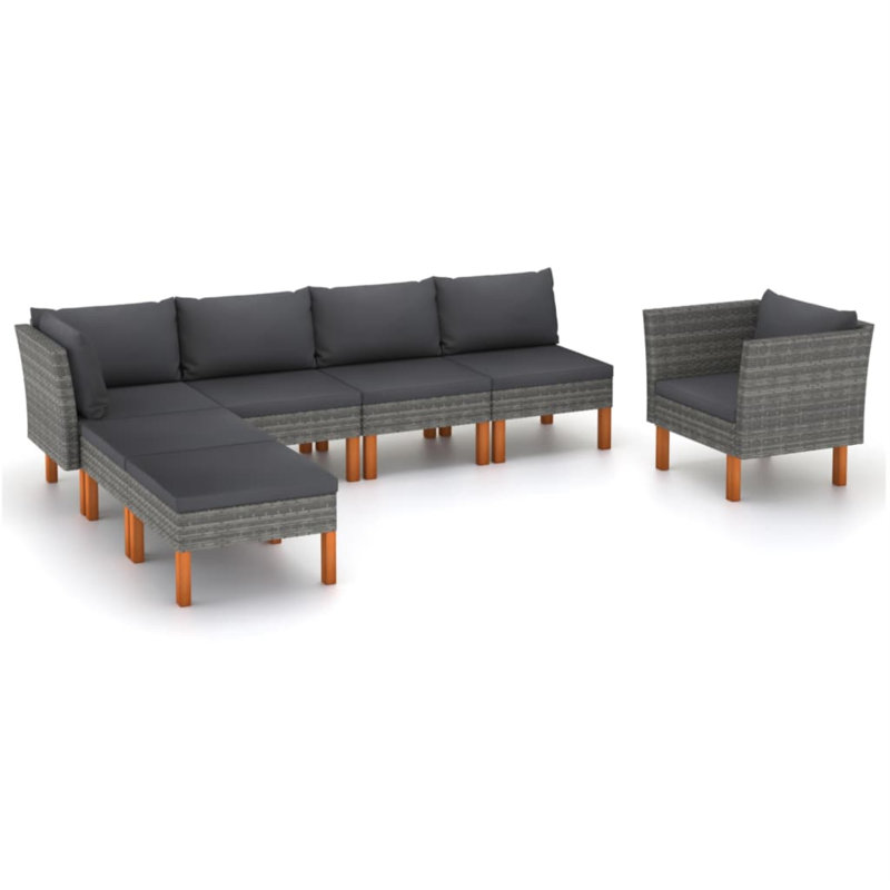 Ensemble modulaire de patio carré en eucalyptus de 23,6 po de large avec coussins Brause, 7