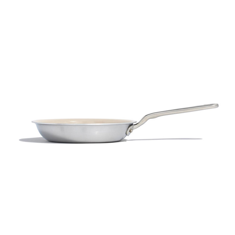 Made In Cookware Ceramic/Stainless Steel Fry Pan 10 in. Silver/White, 8" W
