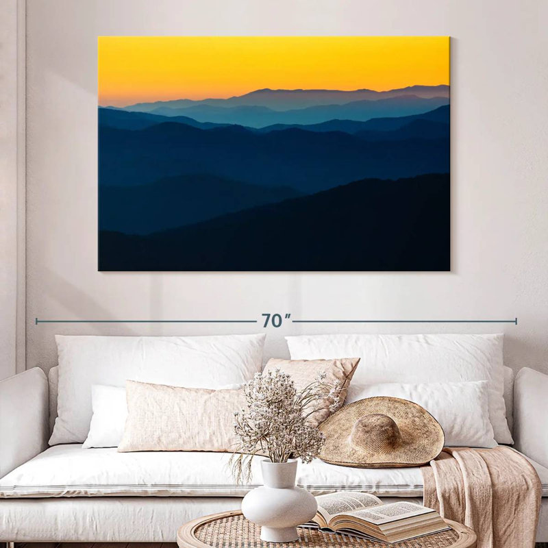 Abstrait lever de soleil, H 34 po x l 51 po