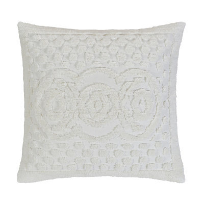 Heirloom 100% Cotton Chenille Tufted Euro Pillow Sham, Medallion Design, Soft Breathable Decorative Pillow Cover, OEKO-TEX Certified, Machine Washable, All-Season, 26" x 26", Ivory