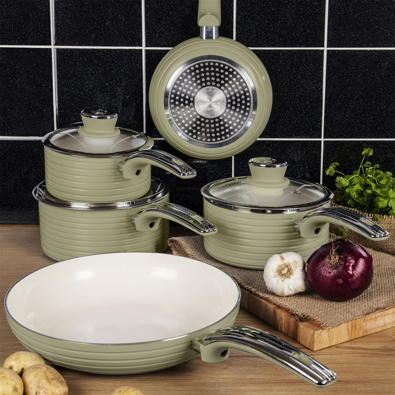Saaim 5 - Piece Aluminum Cookware Set, Green