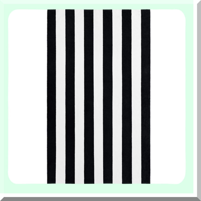 OpulentWave Extra Soft 100% Cotton Beach Towel - 40x72 Inch Yacht Cabana Stripe, Resort Style Double Terry, Black Stripes